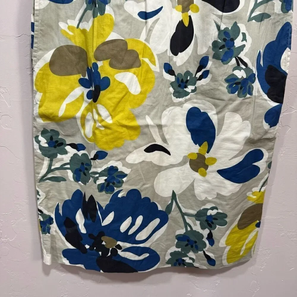 Boden Beige & Yellow Floral Short Sleeve Sheath Dress 8 Long